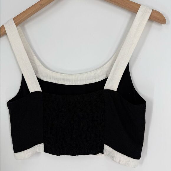 Lulus Instinctively Chic Black and White Linen Sleeveless Cropped Top | Small - Picture 6 of 8